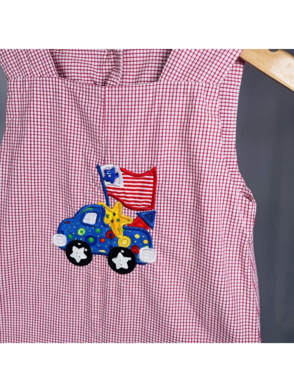 Lullaby Set Toddler Boys 4th of July USA America Truck Shortalls Romper 2T - Picture 2 of 7